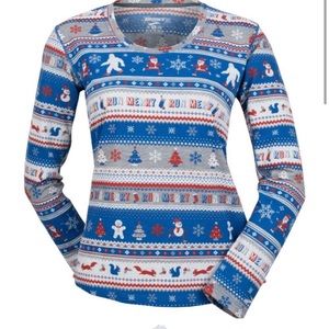 BROOKS Ugly Sweater Running Shirt Christmas long sleeve top size Medium